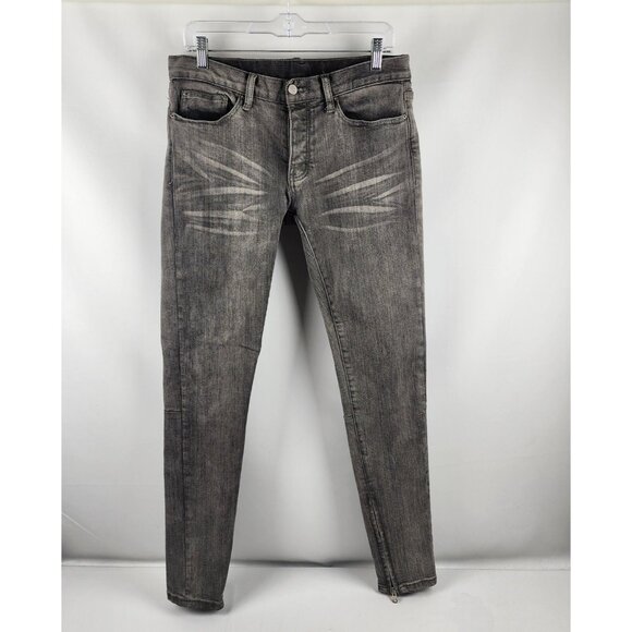 mnml Jeans Mens 30x33 Gray Skinny Leg Ankle Zip Button Fly Low Rise Denim - Picture 1 of 9